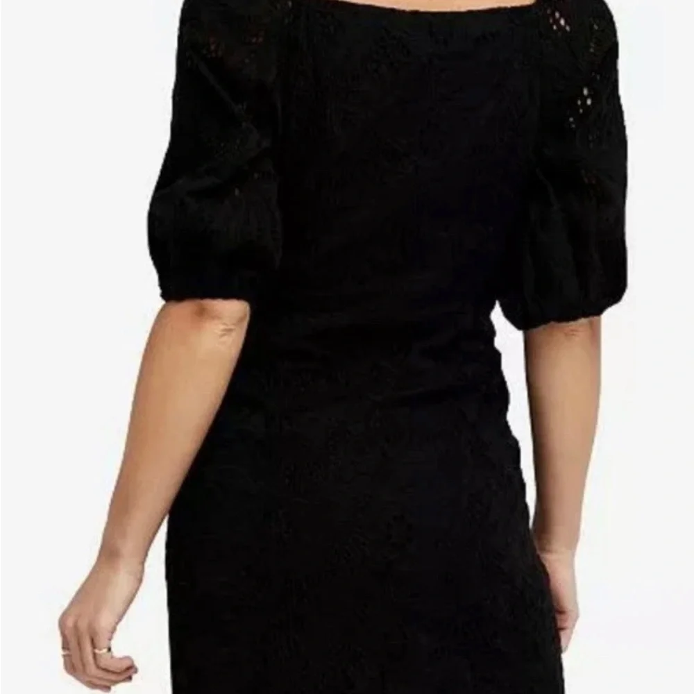 Free People Daniella‎ Black Puff Sleeve cotton Mini Dress